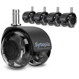 Glatte Gummi Bürostuhl Rollen, 5er Set Rollen für Bürostühle, Hartbodenrollen für Bürostuhl Stuhlrollen Ersetzen Bodenschutzmatte, Leise und Weiche Stuhlrollen mit 11x22mm (Nicht für 1KEA), Schwarz