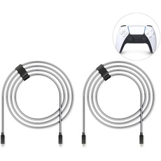 Lioncast Ladekabel für PS5 | 4 Meter Schnell-Ladekabel (USB-C/USB-C) für Sony PS5 | PS 5 Controllerkabel für Controller Dualsense | Ps5 Ladekabel mit Nylonmantel (Knickschutz) - 2 Stück