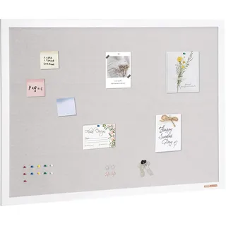 Vevor Pinnwand Korktafel mit Leinenoberfläche 90 x 120 cm Weiß