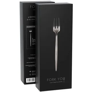 FORK YOU Dessertbesteck Set Schwarz Matt (8-teilig) für 4 Personen, rostfreier Edelstahl, spülmaschinenfest, Geschenk-Set in hochwertiger Geschenkbox