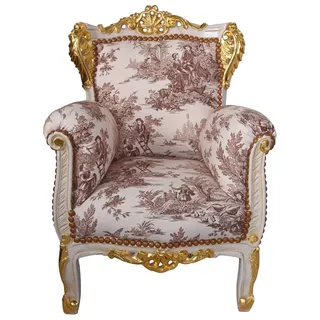 Kindersessel Antik sessel Barock Stuhl Kinderstuhl Toile de Jouy Armlehnstuhl