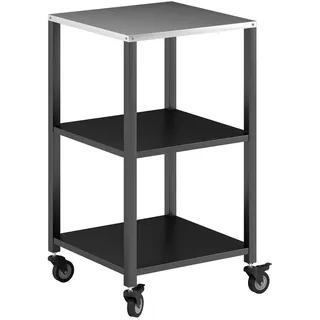 Outsunny Grillwagen Edelstahl Metall Schwarz , 50x90x50 cm , Grills, Holzkohlegriller