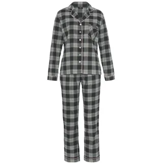 H.I.S. H.I.S, Pyjama Set, 2 tlg. aus Flanell, mit Allover-Karomuster, schwarz-weiß