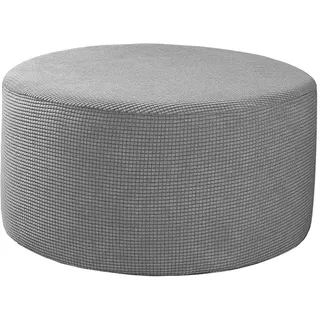 Baoblaze Hussen Runde Fußstütze Hocker Covers Stretch Material, Gewebe Lagerung Deckt, Hohe Spandex Schutzhülle Waschbar, Grau