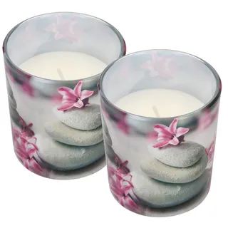 KOTARBAU® 2er Set Dekorative Duftkerze Garten SPA im Glas mit Schmuck Brenndauer bis zu 22  Stunden Geschenke mit Angenehmer Duft Aromatherapie Dekorations-Kerzen