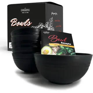 DREIBERG® Müslischalen 6er Set inkl. Rezeptbuch | 760ml | Bowl Schüsseln aus PP | Suppenschüssel | Dessertschalen | Salatschüsseln | Camping Geschirr