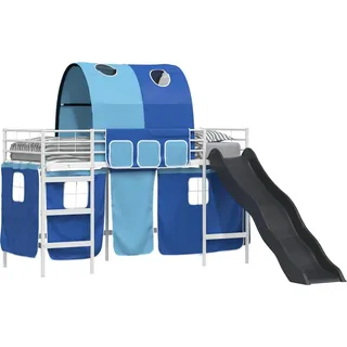 Kinder-Etagenbett Weiß und Blau 90 x 190 cm Metall - Weiß