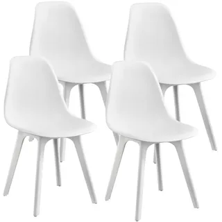 [en.casa] Esszimmerstuhl Skandinavisch Kunststoff Weiß 4er Set