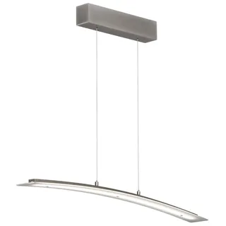 Pendelleuchte Mavero|nickelfarben matt|Kabellift|L: 90 cm, B: 9 cm| Höhenverstellbar 70-180 cm| mit Taster stufenlos dimmbar| Farbtemperatureinstellung 3 Stufen | 1x LED 21W 2700/3350/4000 K| 2400 lm