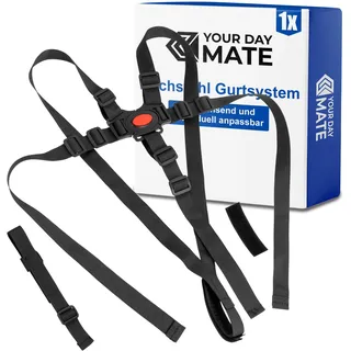 Your Day Mate Hochstuhl 5-Punkt Gurtsystem, 1 Set, kompatibel mit Kinderkraft ENOCK, Safety 1st Timba, bebeconfort Timba, in Schwarz, verstellbarer Hochstuhlgurt inklusive Schrittgurt
