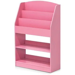 Furinno Magazin/Bücherregal mit Aufbewahrungsfächern für Kinder, holz, Rosa, 24 x 62.41 x 94 cm