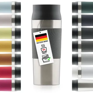 Blumtal Thermobecher 500 ml - Kaffeebecher to go aus Edelstahl - auslaufsicherer Isolierbecher kalt/heiß - Mug mit 360° Trinköffnung - Thermosbecher mit Quick-Press-Verschluss - Coffee Mug - Anthrazit