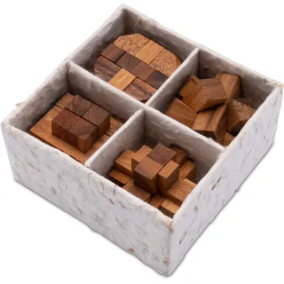 Logoplay Knobelspiele 4er Set - 3D Holzpuzzle in dekorativer Geschenkbox