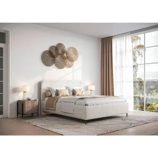 Mid.you Polsterbett , Beige , Holz, Metall , 140x200 cm , Bettkasten, Lattenrost, gepolstertes Kopfteil , Schlafzimmer, Betten, Polsterbetten