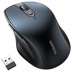 UGREEN Bluetooth Maus kabellos (BT 5.0 + 2.4G), 4000 DPI, 18 Monate Akkulaufzeit, Ergonomische Maus für Computer Laptop Tablet Handy, PC Maus kompatibel mit Windows macOS Android iOS Linux (Blau)