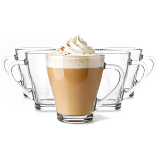 Glasmark KROSNO 1992 Hugo Kaffeegläser-Set 6-teilig Cappuccino Eiskaffee Gläser Becher Spülmaschinenfest 6x360 ml, Durchsichtig
