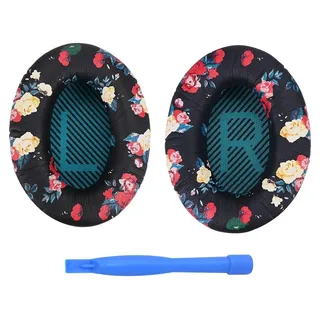 MMobiel Ersatz Ohrpolster für Bose QC35/QC35 II -Protein PolyurethanKopfhörer - Blumendruck - Schwarz
