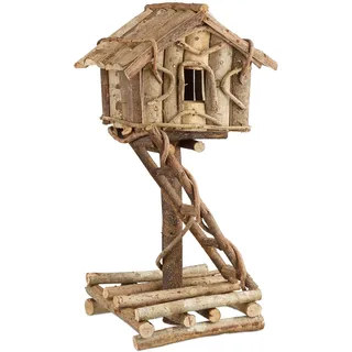 Relaxdays Vogelhaus , Hellbraun , Holz , 21x42x17 cm , Dekoration, Gartendeko