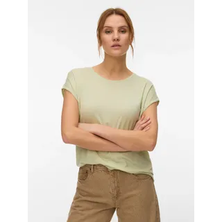 T-Shirt VERO MODA "VMAVA PLAIN SS TOP JRS NOOS", Damen, Gr. XS, fog grün, Jersey, Obermaterial: 95% Lyocell, 5% Elasthan, unifarben, regular fit normal, Rundhals, Shirts T-Shirt, Materialmix, regular fit