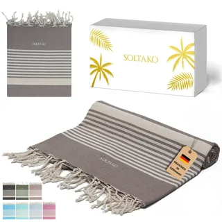 SOLTAKO Fouta Arthur Premium XXL, Taupe, 200/200cm