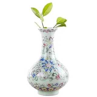 Kleine Keramikvase für Blumen, handgefertigt, elegante dicke Bauchvase, Vintage, chinesische Malerei, Porzellan, dekorative Vasen für Büro, Heimdekoration, 13 cm, Grün