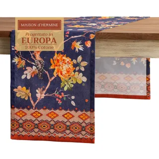Maison d'Hermine Tischläufer 100 % Baumwolle 150 cm lang für Weihnachtsdekorationen Zuhause Küche Esszimmer Party Hochzeit Brautparty (Kelim - Infinity, 50 cm x 150 cm)