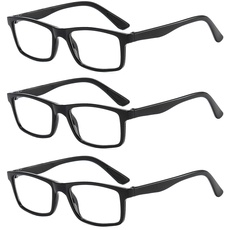 Suertree Lesebrille 3 Pack Klassisch Leser Scharnier Augenoptik Leicht Brille Lesehilfe für Damen Herren 9801 Black +1.5