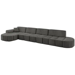 altdecor Eckcouch Samt 3-Sitzer Dunkelgrau