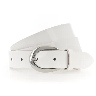 Ledergürtel TAMARIS "Carolin Silver", Damen, Gr. 85, weiß, Materialmix, unifarben, Gürtel Ledergürtel, weiches Lack-Rindleder mit hochglänzendem Finish, Topseller