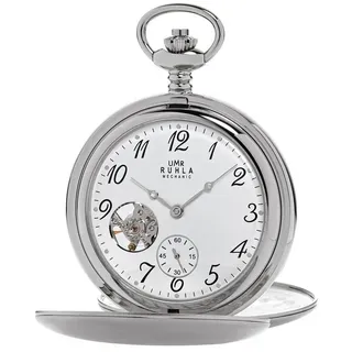 UMR Ruhla Taschenuhr Mechanic, Handaufzug, Edelstahlgehäuse, Silber, Sprungdeckel