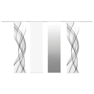 HOME WOHNIDEEN FERROLA Schiebegardine Klettband 60 x 245 cm Grau 4 Stk.