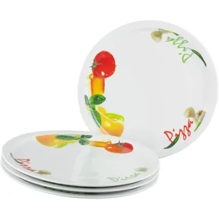 Pizzateller CREATABLE "Milano Pizza, Teller Set, 4-tlg.", bunt, H:2cm Ø:30cm, Porzellan, Speiseteller, Pizzateller, Italienische Eleganz, Vielseitig einsetzbar