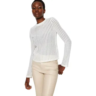 Trendyol Women's Damen Gerade Lange Ärmel Regulär Die Bluse Blouse, Ecru, Large