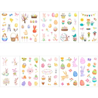 Naler 20 Blatt Ostern Aufkleber Set - Über 500 Motive Osterhasen, Ostereier, Küken & Frühlingsblumen - Ostersticker für Osterdeko, Basteln, Geschenktüten, Briefe & Kinder DIY Deko
