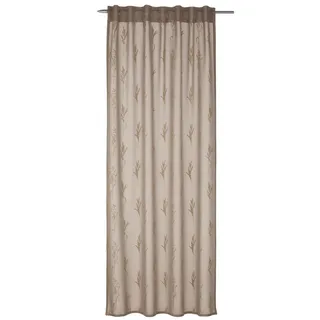 Schlaufenvorhang , Beige , Textil , Blätter , 135x245 cm , Oeko-Tex® Standard 100 , für Stange und Schiene geeignet , Heimtextilien, Vorhänge, Fertigvorhänge, Schlaufenvorhänge