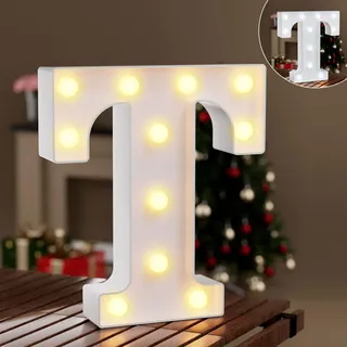 LED Buchstaben Lichter Alphabet,Led Leuchtbuchstabe mit Warmes & Kaltes Weiß,LED Brief Beleuchtung Buchstaben Nacht Lichter Dekoration für Geburtstagsfeier, Hochzeit, Kinderzimmer, Buchstaben T