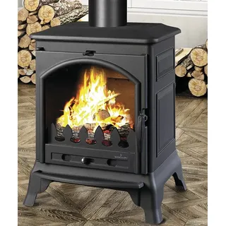 Kaminofen ORDESA 9 kW, Guss, Holz & Kohle, zweistufige Verbrennung, HxBxT 690x545x461 mm