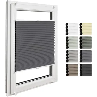 Home-Vision Premium Doppelplissee mit Klemmfix Weiß-Graphit B75 x H100cm | Wabenplissee ohne Bohren Modern Klemmfix Blickdicht Plissee Sonnenschutz Hitzeschutz Jalousie für Fenster Thermo