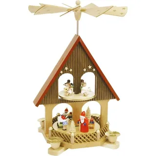 Erzgebirgische Volkskunst Richard Glässer GmbH Weihnachtspyramide Erzgebirge Richard Glässer Seiffen Pyramidenhaus 2-stöckig Bescherung, 16291