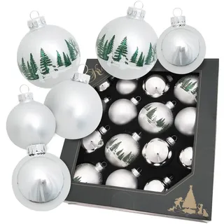 Krebs Glas Lauscha Christbaumschmuck »Kugelsortiment« Christbaumschmuck aus Glas, Christbaumkugeln, silberfarben