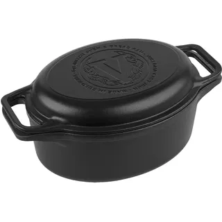 Victoria Dutch Oven Gusseisen Emailliert, Induktion 31cm Oval, Topf Brot Backen 5,7L, PTFE und PFOA Frei, Geeignet für Feuer, Grill, Backofen, Ceranfeld, Kochfeld, Gas