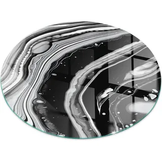 Abstrakte Wellen und Linien – Glasbodenplatte für – Kaminofen – Kaminplatte Glas – Schutzglas – Funkenschutzplatte –Glasbodenplatte Feuerfeste – Hitzeschutzplatte – Bodenschutz aus Glas – fi 50cm