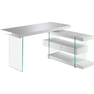 Angel Cerdá Schreibtisch aus weißem Holz und gehärtetem Glas 3002 - Weiß