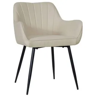 Mid.you Armlehnstuhl , Schwarz, Beige , Holz, Metall, Textil , Pappel , Sperrholz , Rundrohr , 57x79x58 cm , Bsci , Esszimmer, Stühle, Polsterstühle