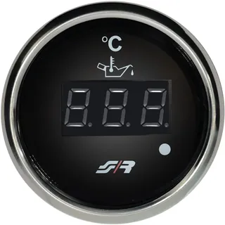 Simoni Racing OT/C Chrom-Rand Linie Öltemperatur-Instrument, Digitalanzeige Öltemperatur mit LED-Display für Auto oder Lkw, rote Beleuchtung
