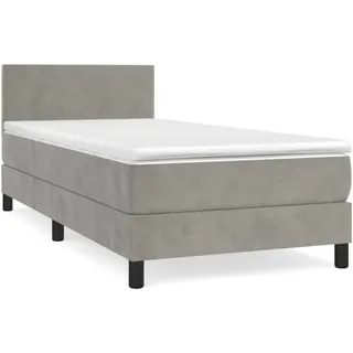 vidaXL Boxspringbett mit Matratze Hellgrau 100x200 cm Samt - Grau