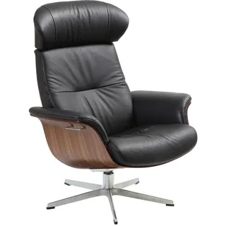 Conform Relaxsessel , Schwarz, Nussbaumfarben, Alufarben , Metall , Echtleder , Walnuss , furniert , 81x101x80 cm , Lederauswahl, Stoffauswahl , Wohnzimmer, Sessel, Ledersessel
