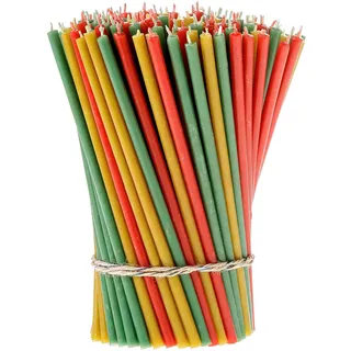 Danilovo Bienenwachs Kerzen (Mehrfarbige) - Orthodoxe Kerzen für Gebet Rituals Tischdeko - Ungiftig, Ruß - Tropffrei, Lang, Nachhaltige Produkte, 150 Stück (3 Farben, Höhe 16,5 cm)