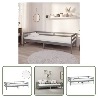The Living Store Tagesbett mit Matratze 90x200 cm Grau Kiefer Massivholz - Grau