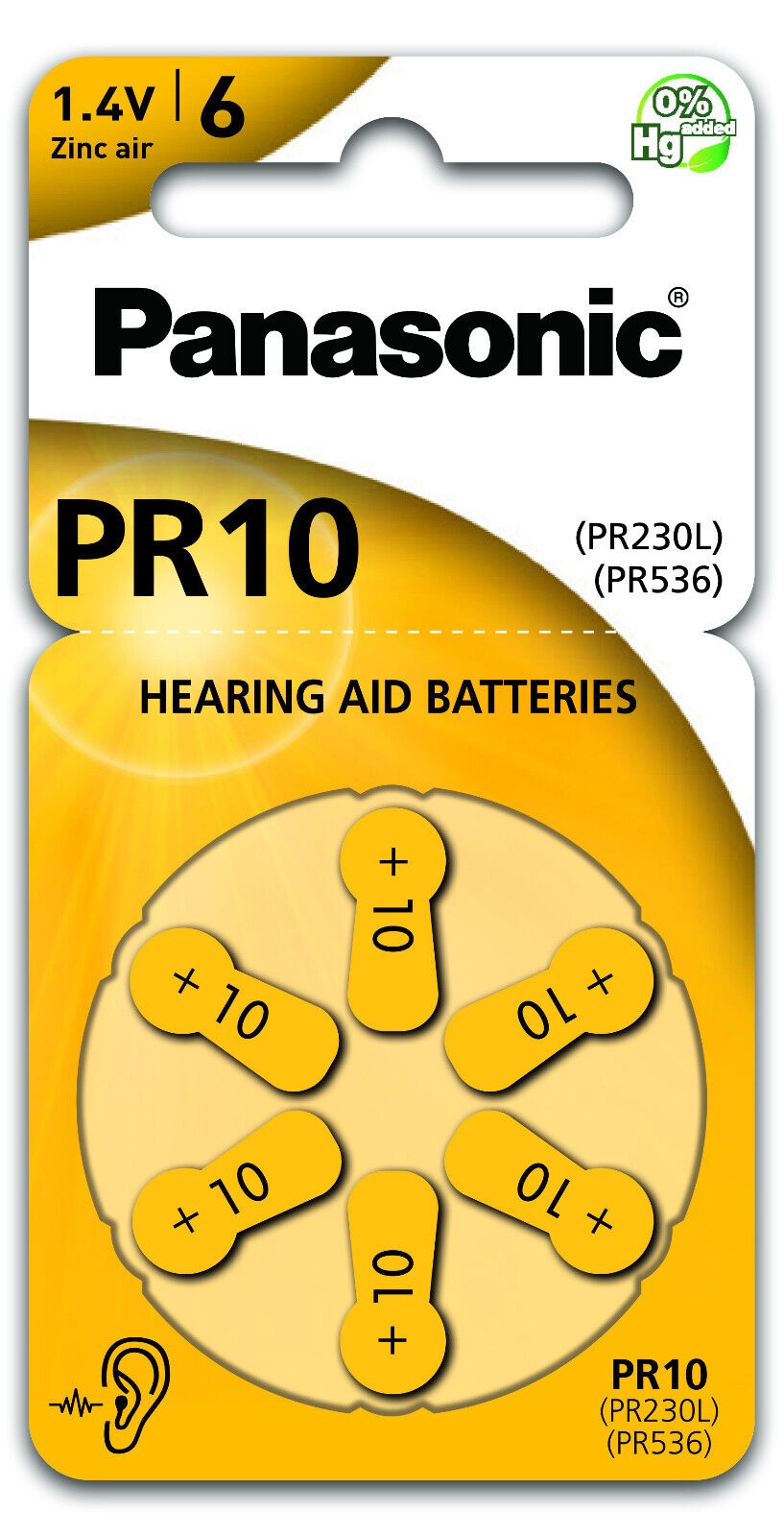 Bild von PR10/230 (PR70) 6er Blister Hörgerätebatterie